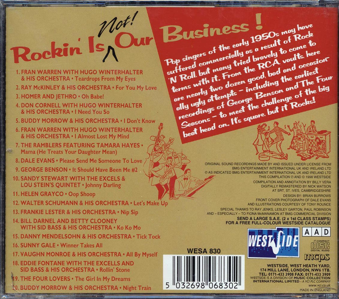 Vaughn Monroe, Homer & Jethro, The Ramblers, Etc. - Rockin' Is Not Our Business! 20 Crazy Covers Of Rockin' R&B Classics 1950-58 (20 tracks) - CD, CD