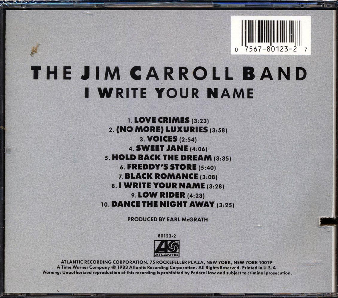 The Jim Carroll Band - I Write Your Name (marked/ltd stock) - CD, CD