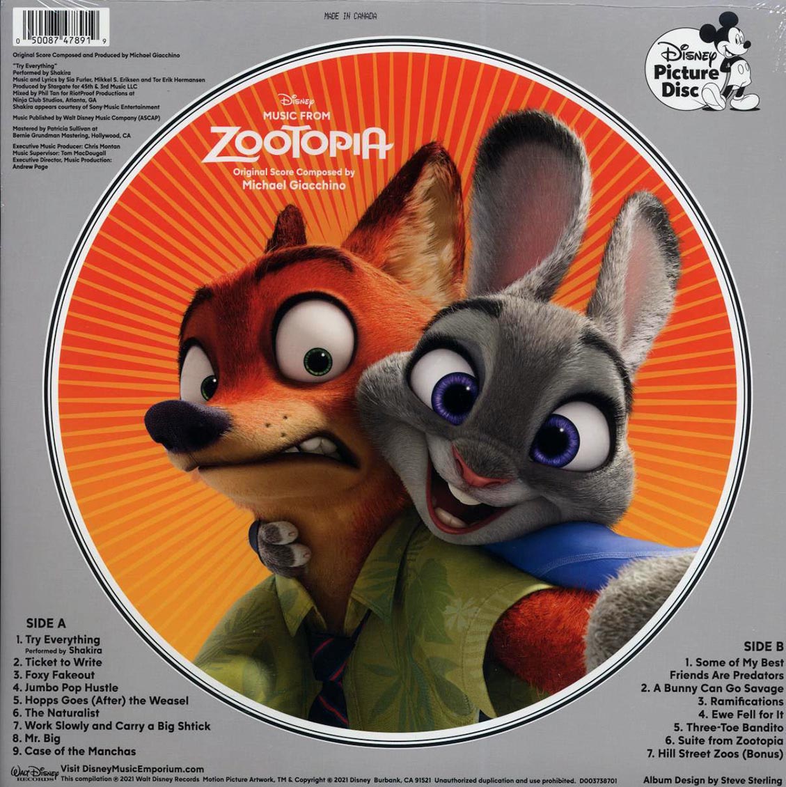Michael Giacchino - Music From Zootopia: Original Score (die-cut jacket) (picture disc) - Vinyl LP, LP