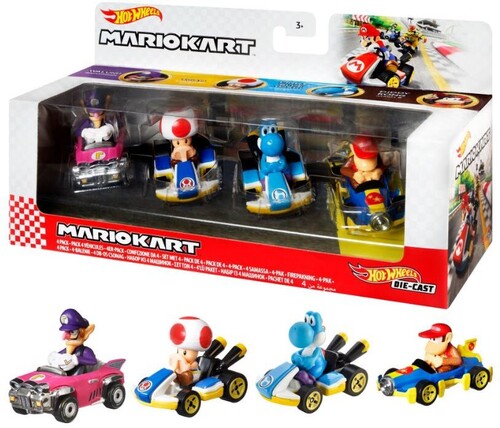 Hot Wheels Mario Kart Die Cast 4 Pack 4, Hot Wheels, Collectibles