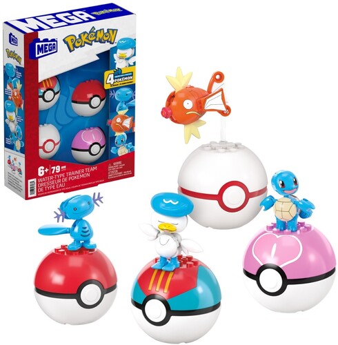 Pokemon Water Type Trainer Team Building Toy Set, Mega Bloks Pokemon, Collectibles