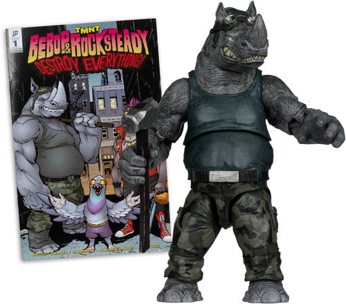 Tmnt 5In Figure With Comic Wv2 - Rocksteady, Tmnt 5In Figure With Comic Wv2 - Rocksteady, Collectibles