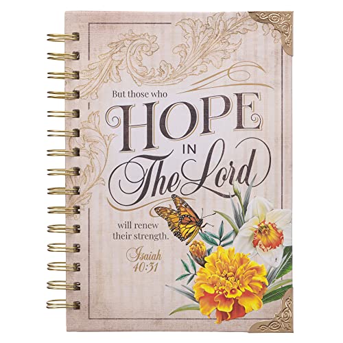 Christian Art Gifts Journal W/Scripture for Women Hope in the Lord Isaiah 40:31 Butterfly Deep Ocean Blue 192 Ruled Pages, Large Hardcover Notebook, W -- Christianart Gifts, Spiral