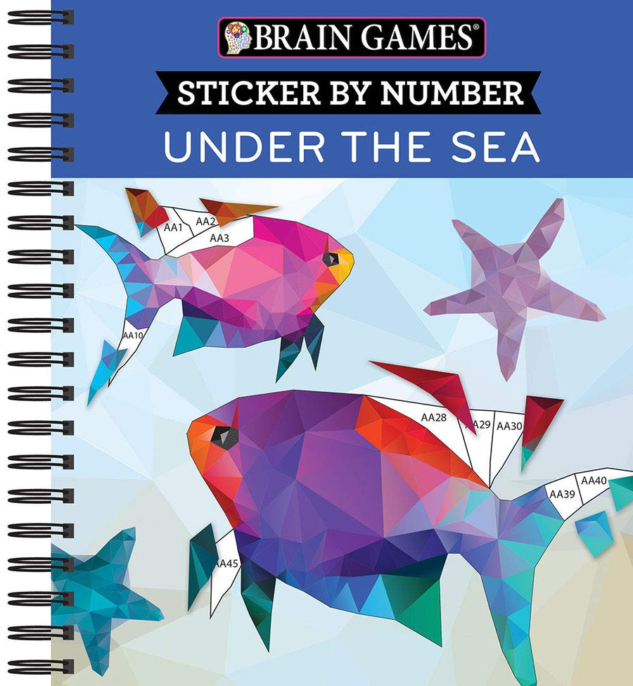 Brain Games - Sticker by Number: Under the Sea - 2 Books in 1 (42 Images to Sticker) -- Publications International Ltd, Spiral