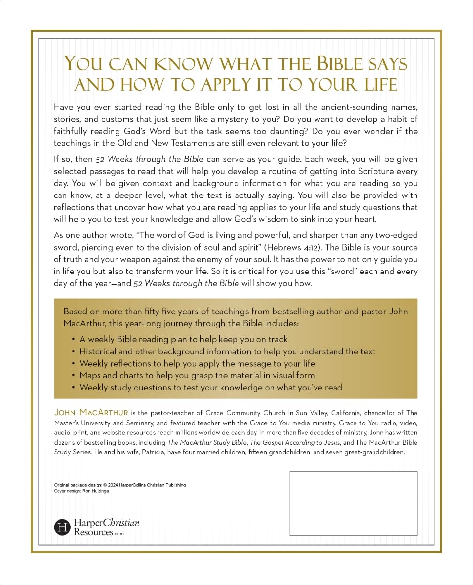 52 Weeks Through the Bible: A Year-Long Bible Study for Men and Women -- John F. MacArthur, Paperback