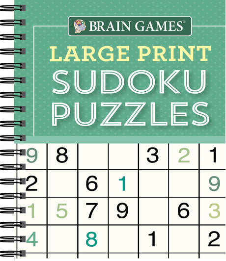 Brain Games - Large Print Sudoku Puzzles (Green) -- Publications International Ltd, Spiral