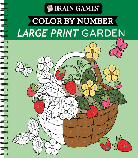 Brain Games - Color by Number - Large Print: Garden -- Publications International Ltd, Spiral