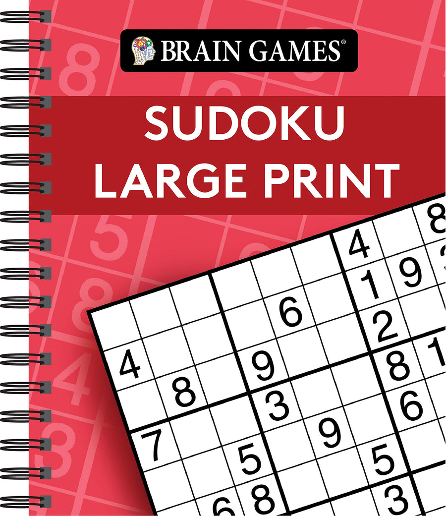 Brain Games - Sudoku Large Print (Red) -- Publications International Ltd, Spiral