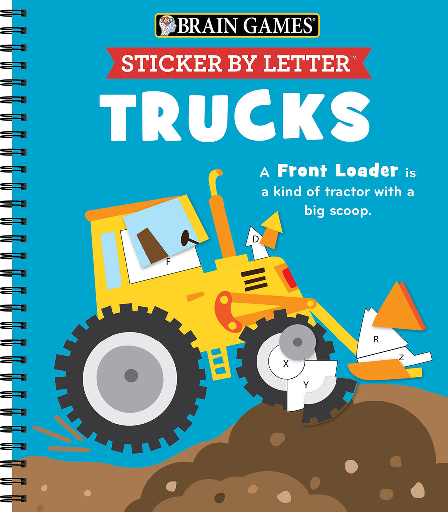 Brain Games - Sticker by Letter: Trucks -- Publications International Ltd, Spiral