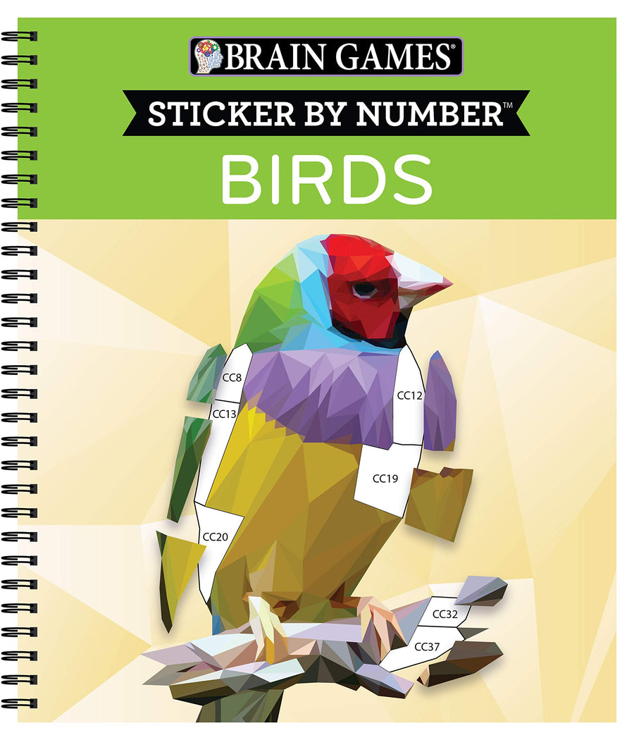 Brain Games - Sticker by Number: Birds (42 Images to Sticker) -- Publications International Ltd, Spiral