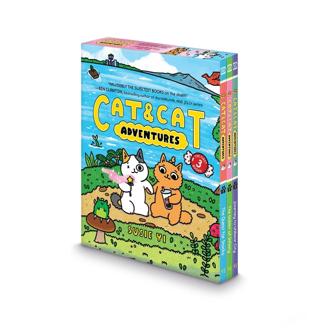 Cat & Cat Adventures #1-3: A Graphic Novel 3-Book Box Set: The Quest for Snacks, the Goblet of Infinity, Journey Into Unibear City -- Susie Yi, Paperback