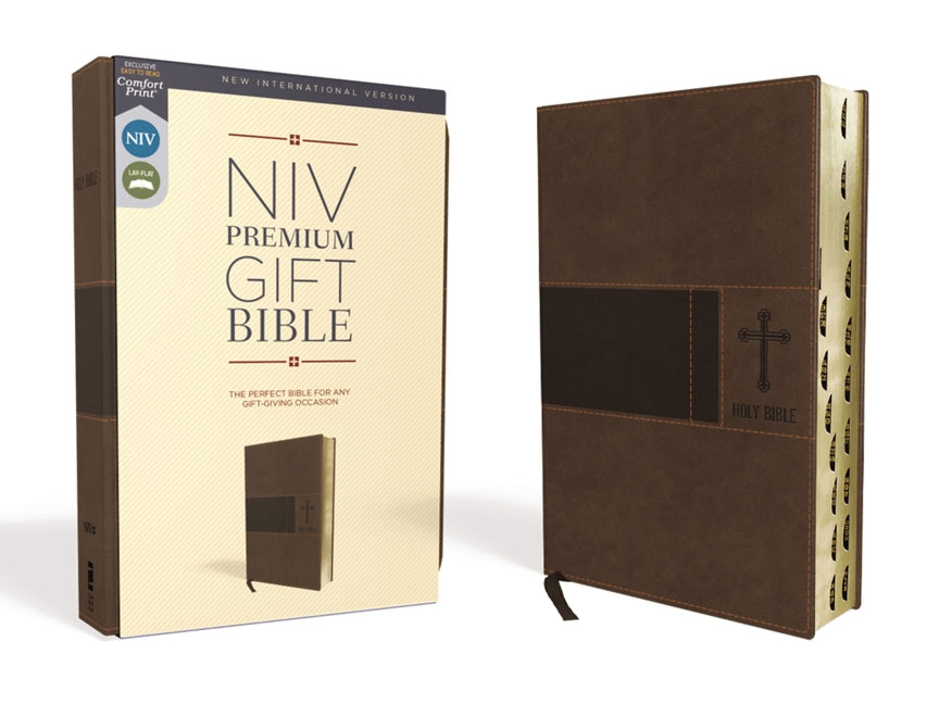 Niv, Premium Gift Bible, Leathersoft, Brown, Red Letter Edition, Indexed, Comfort Print -- Zondervan, Bible