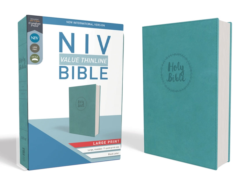 NIV, Value Thinline Bible, Large Print, Imitation Leather, Blue -- Zondervan, Bible