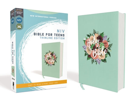 Niv, Bible for Teens, Thinline Edition, Cloth Over Board, Floral, Red Letter Edition, Comfort Print -- Zondervan, Bible