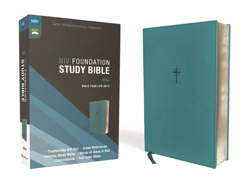 Niv, Foundation Study Bible, Leathersoft, Teal, Red Letter -- Zondervan, Bible