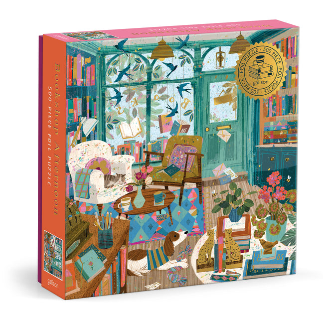 Bookshop Afternoon 500 Piece Foil Puzzle -- Galison Galison, Other