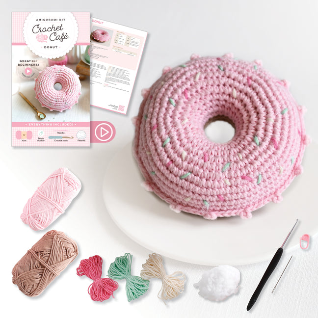 Crochet Cafe Amigurumi Kit Donut: Everything You Need Is Included: 100%-Cotton Yarn, Crochet Hook, Stitch Marker, Tapestry Needle, Fiberfill, Step-By- -- Better Day Books, Other