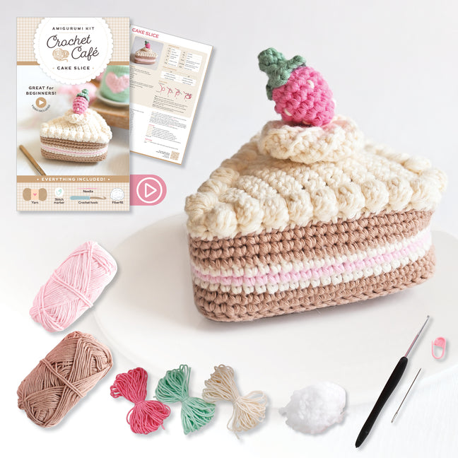 Crochet Cafe Amigurumi Kit Cake Slice: Everything You Need Is Included: 100%-Cotton Yarn, Crochet Hook, Stitch Marker, Tapestry Needle, Fiberfill, Ste -- Better Day Books, Other