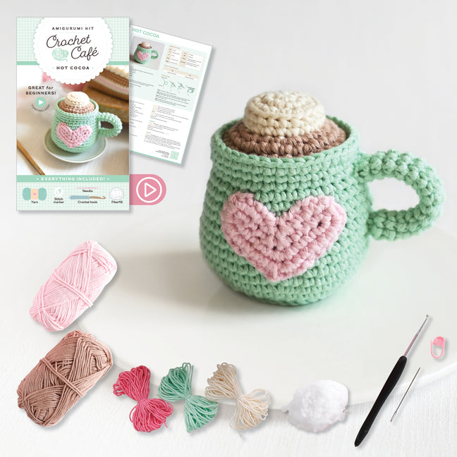 Crochet Cafe Amigurumi Kit Hot Cocoa: Everything You Need Is Included: 100%-Cotton Yarn, Crochet Hook, Stitch Marker, Tapestry Needle, Fiberfill, Step -- Better Day Books, Other