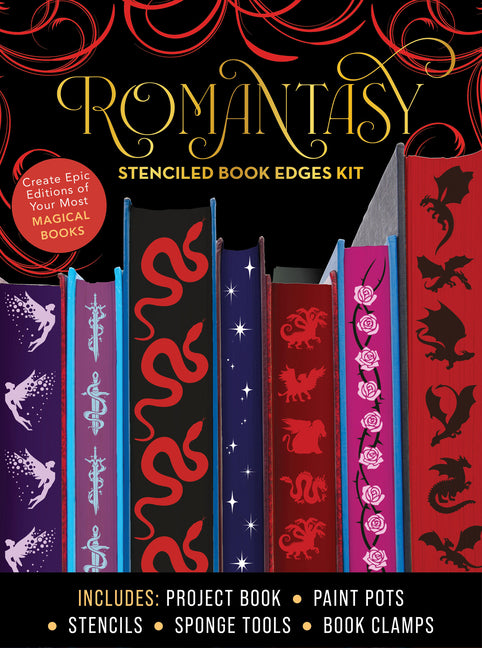 Romantasy Stenciled Book Edges Kit: Create Epic Editions of Your Most Magical Books - Includes: Project Book, Paint Pots, Stencils, Sponge Tools, Book -- Editors of Chartwell Books, Other