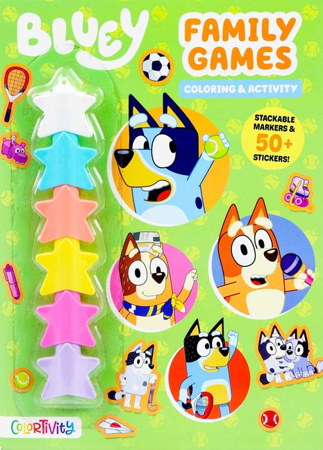 Bluey: Family Games: Coloring & Activity with Stackable Markers -- Editors of Studio Fun International, Paperback