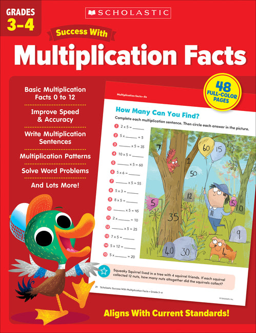 Scholastic Success with Multiplication Facts Grades 3-4 Workbook -- Scholastic Teaching Resources, Paperback