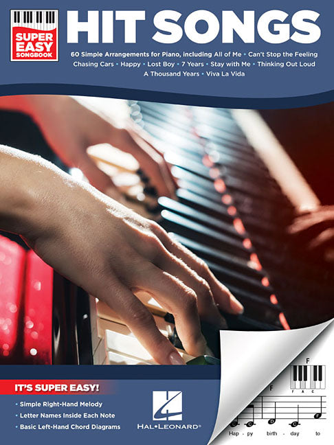 Hit Songs Super Easy Songbook Beginner Piano Book for Adults and Students Easy Piano Sheet Music with 60 Popular Songs, Letter Note Names and Chord Di -- Hal Leonard Corp, Paperback