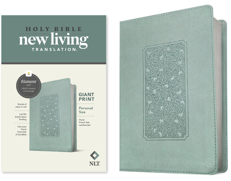 NLT Personal Size Giant Print Bible, Filament Enabled Edition (Red Letter, Leatherlike, Floral Frame Teal) -- New Living Translation, Bible