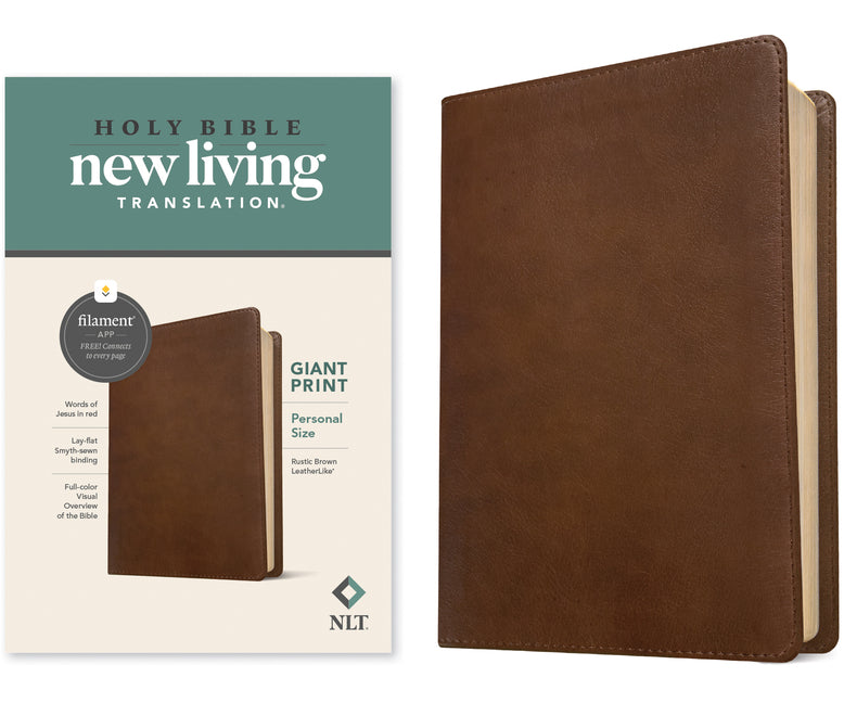 NLT Personal Size Giant Print Bible, Filament Enabled Edition (Red Letter, Leatherlike, Rustic Brown) -- New Living Translation, Bible
