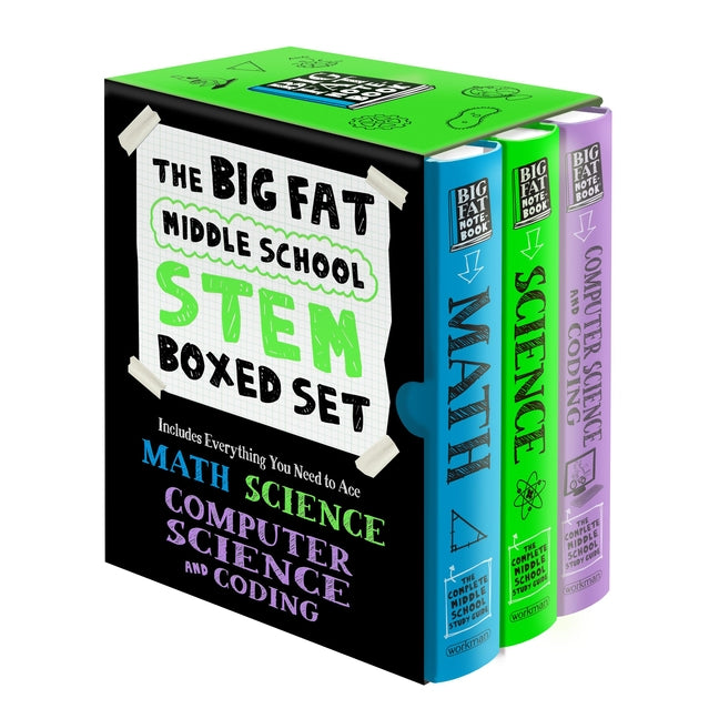 The Big Fat Middle School Stem 3-Book Boxed Set: Includes Everything You Need to Ace Math, Science, and Computer Science and Coding -- Workman Publishing, Paperback