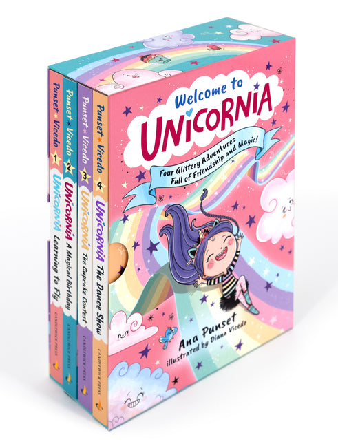 Welcome to Unicornia: Four Glittery Adventures Full of Friendship and Magic!: Books 1-4 (Box Set of Early Chapter Readers about Unicorns) -- Ana Punset, Paperback