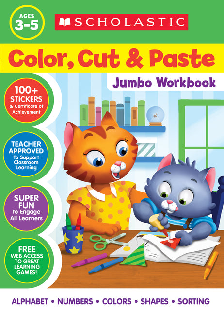 Color, Cut & Paste Jumbo Workbook -- Scholastic, Paperback