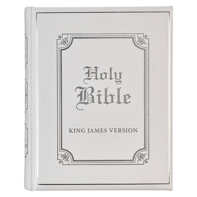 KJV Family Bible (Faux Leather Padded Hardcover, White) -- Christian Art Gifts, Bible