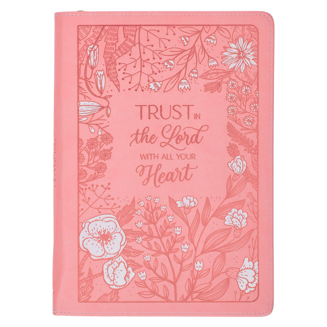 Christian Art Gifts Pink Vegan Leather Zipped Journal, Inspirational Women's Notebook Trust in the Lord Scripture, Flexible Cover, 336 Ruled Pages, Ri -- Christian Art Gifts, Leather