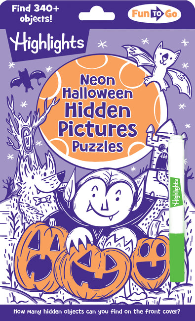 Neon Halloween Hidden Pictures Puzzles: Halloween Puzzle Book for Kids with Neon Hidden Pictures Scenes and Gel Marker, Perfect Halloween Gift and Tra -- Highlights, Paperback