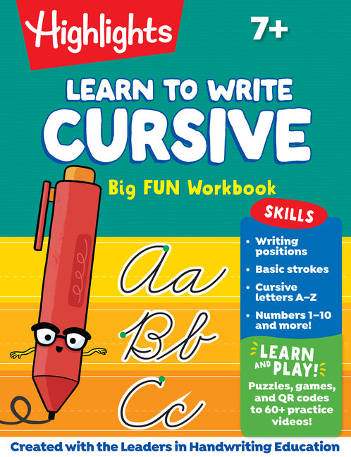 Learn to Write Cursive Big Fun Workbook: 110-Page Cursive Handwriting Workbook, Step-By-Step Instructions for Cursive Writing Practice, Learn Cursive -- Highlights, Paperback