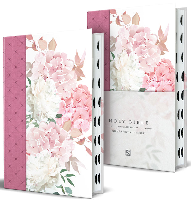 KJV Holy Bible, Giant Print Large Format, Hardcover Pink Floral Design with Cloth with Ribbon Marker, Red Letter, and Thumb Index -- King James Version, Bible