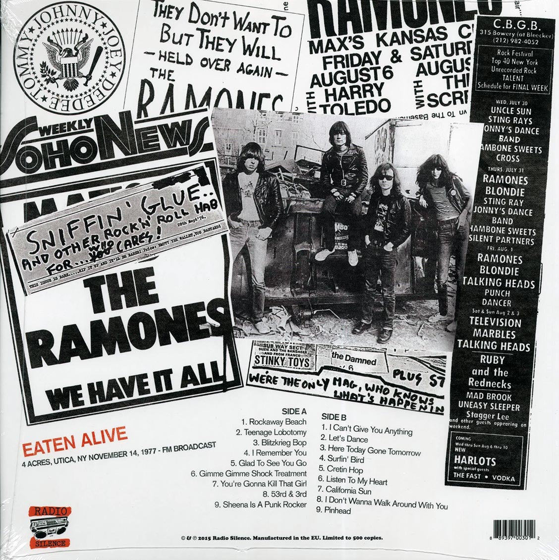 The Ramones - Eaten Alive: 4 Acres, Utica, NY, November 14, 1977, FM Broadcast (ltd. 500 copies made) - Vinyl LP, LP