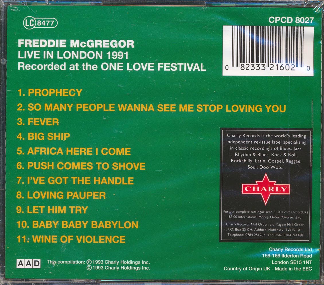 Freddie McGregor - Live In London 1991 - CD, CD