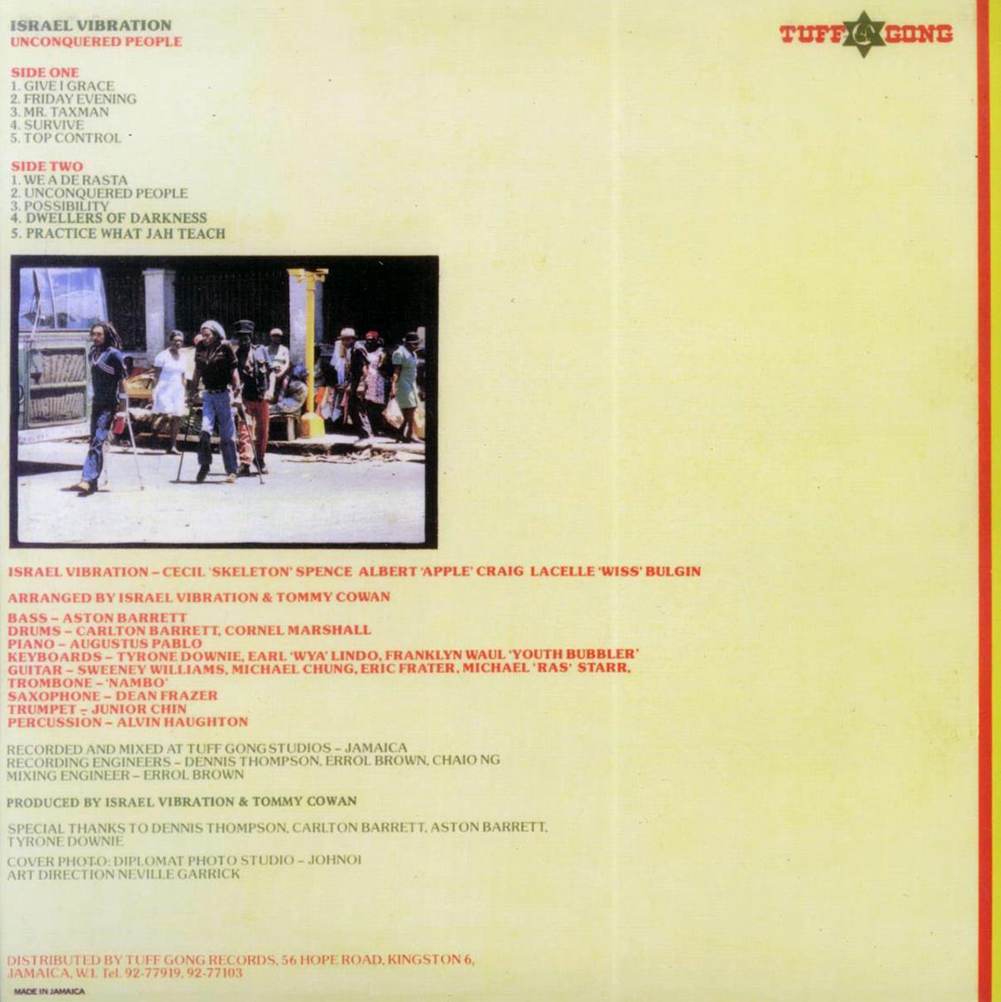 Israel Vibration - Unconquered People (Jamaica press) - Vinyl LP, LP