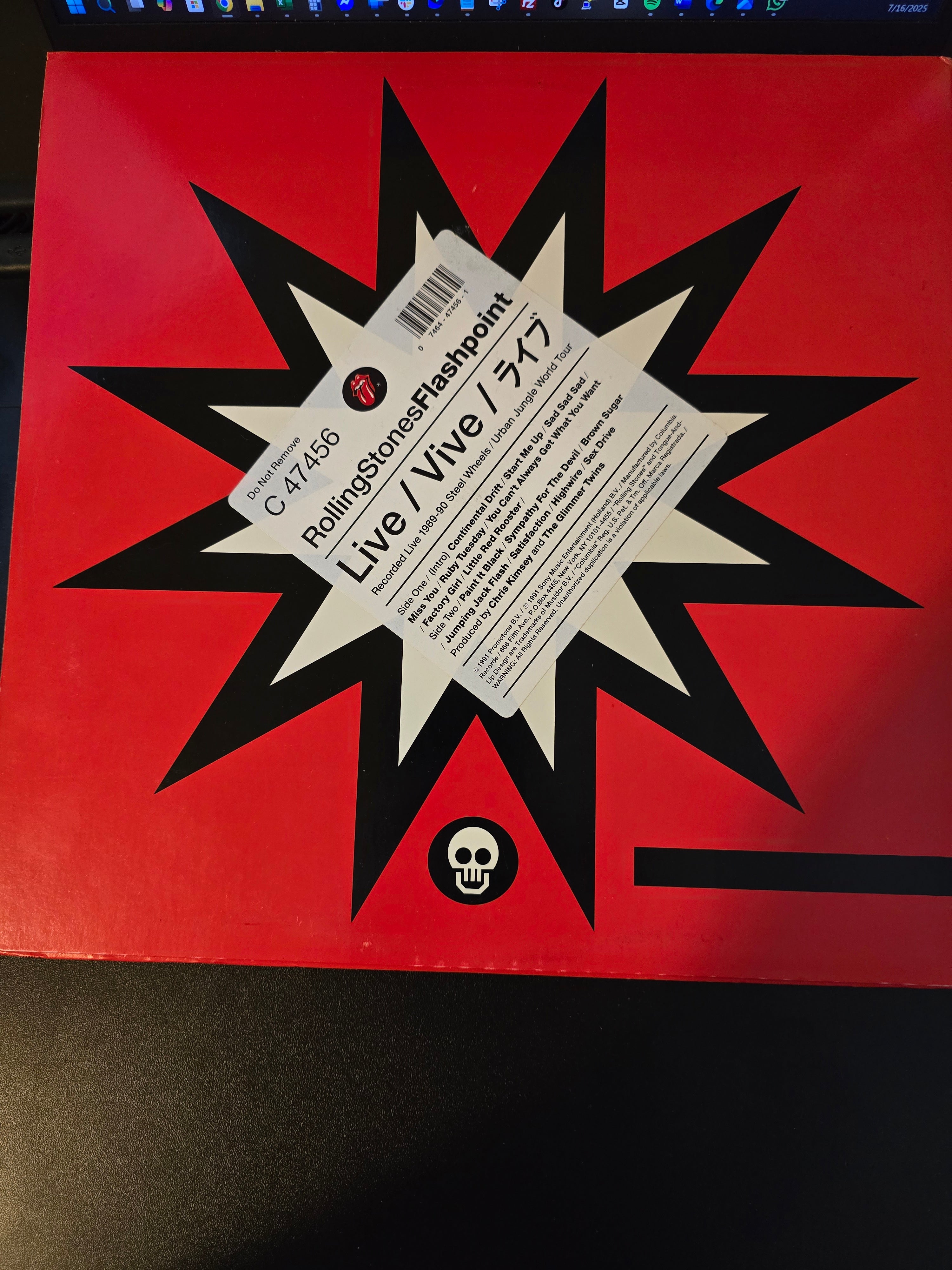 Rolling Stones, “Flashpoint” LP 1991 Rolling Stones Records C 47456 Live, Vinyl LP