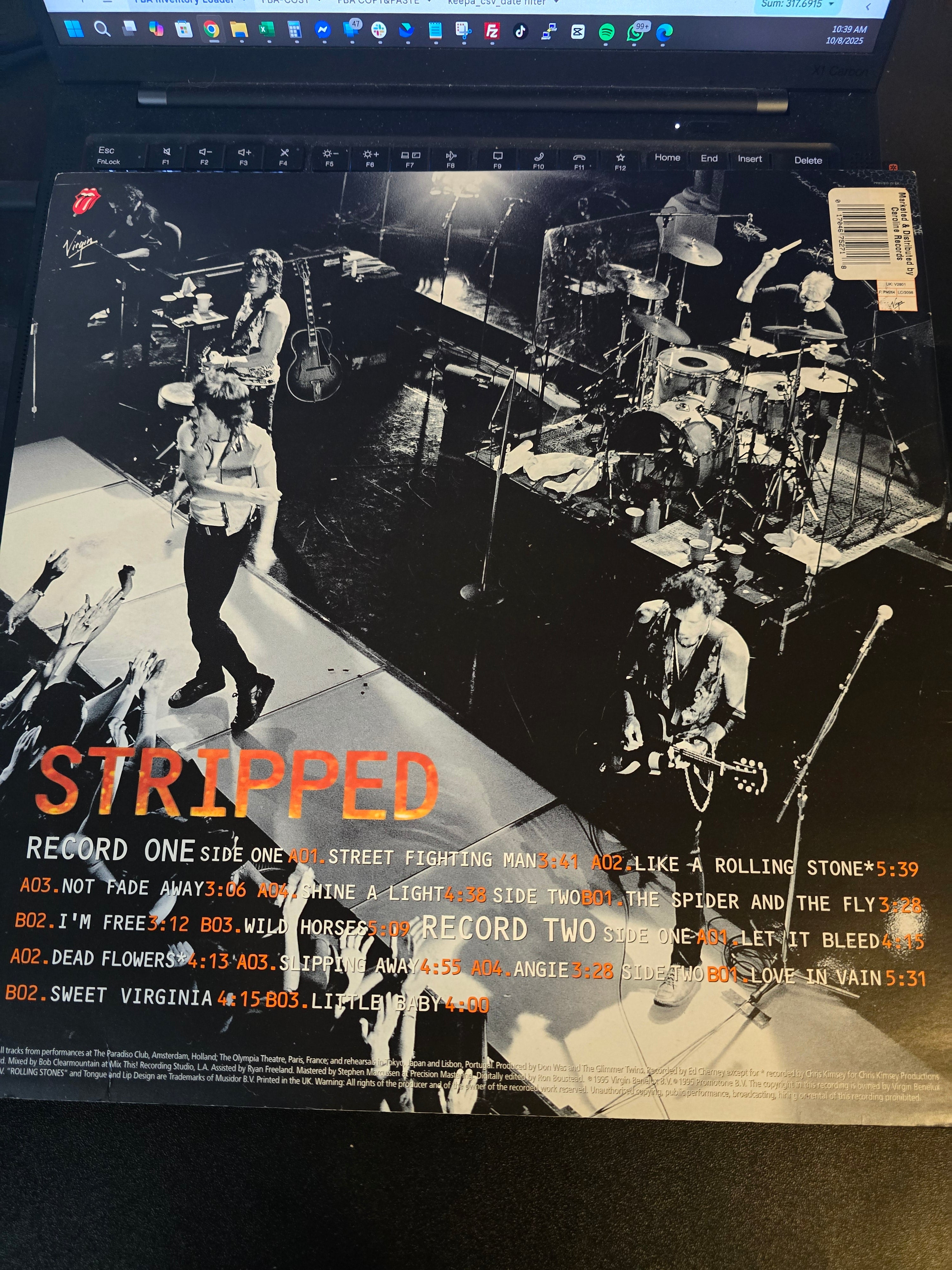 The Rolling Stones: Stripped - 2xLP Live, Caroline Records, RARE, Vinyl LP
