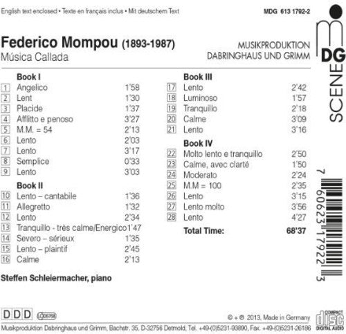 Musica Callada -- Mompou / Schleiermacher, CD