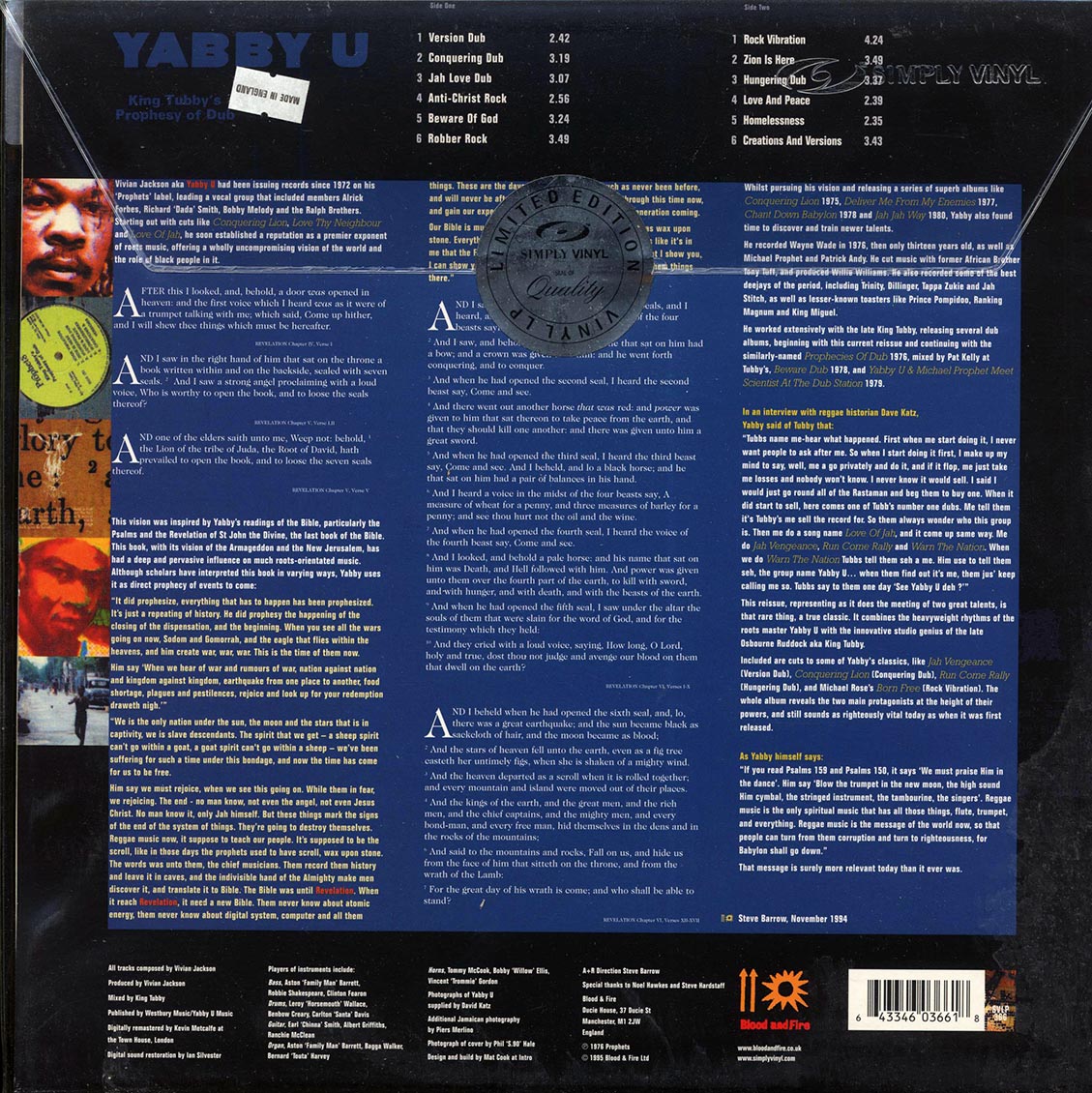 Yabby You - King Tubby's Prophesy Of Dub (180g) - Vinyl LP, LP