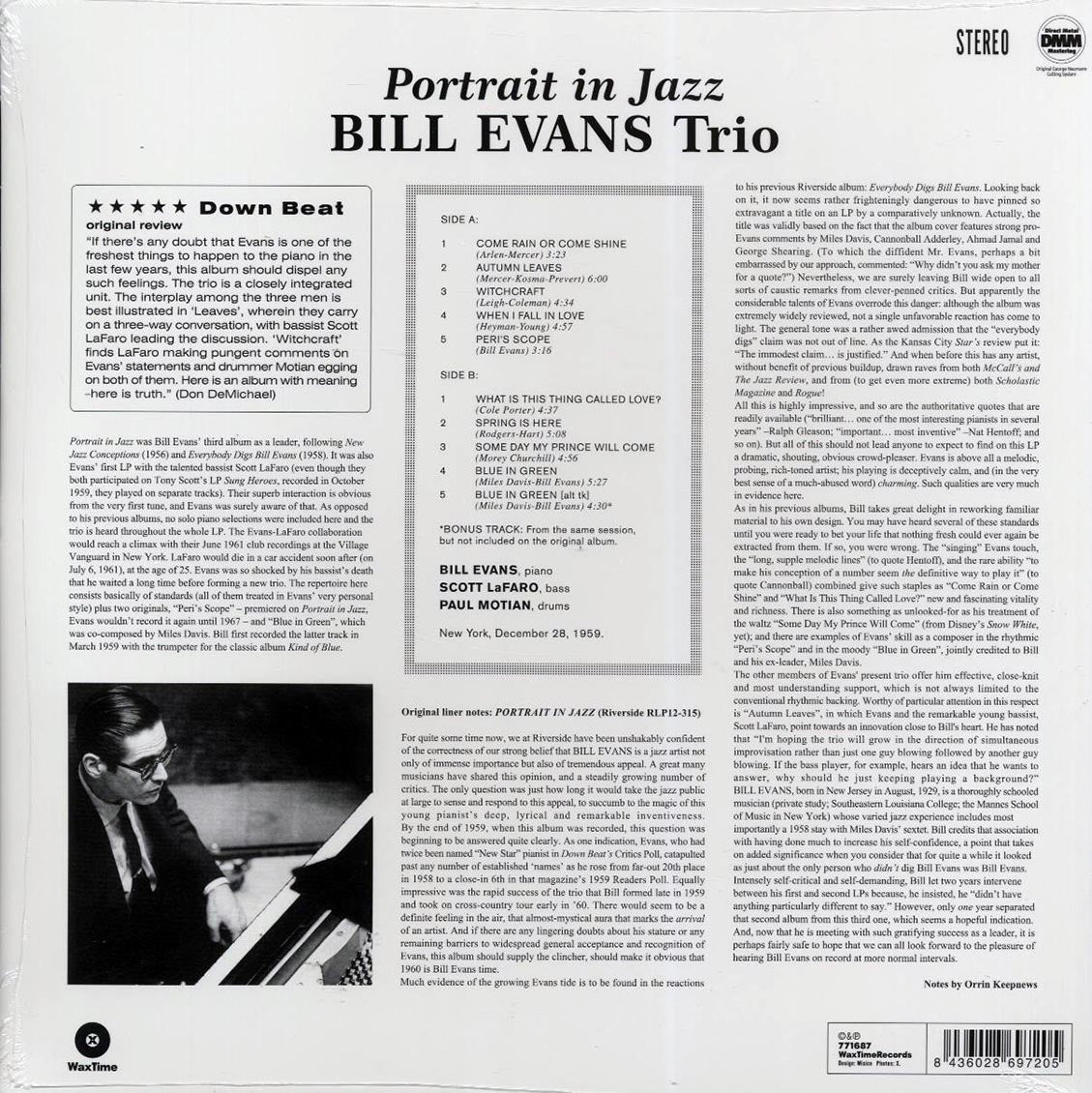 Bill Evans Trio - Portrait In Jazz (ltd. ed.) (180g) (remastered) - Vinyl LP, LP