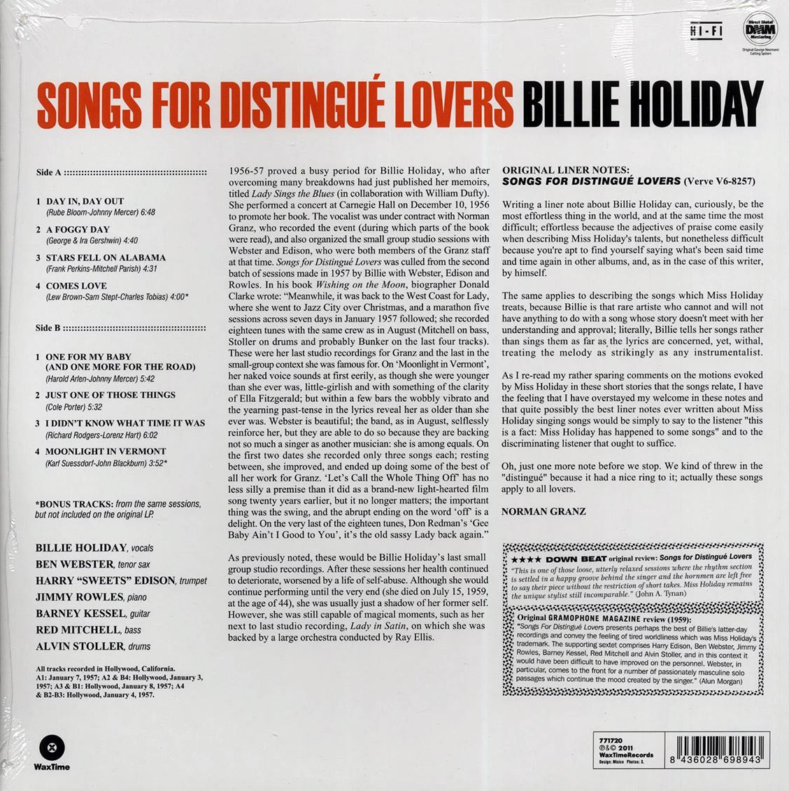 Billie Holiday - Songs For Distingue Lovers (ltd. ed.) (180g) - Vinyl LP, LP