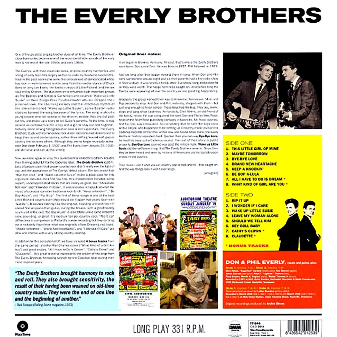 The Everly Brothers - The Everly Brothers (+4 bonus tracks) (180g) - Vinyl LP, LP