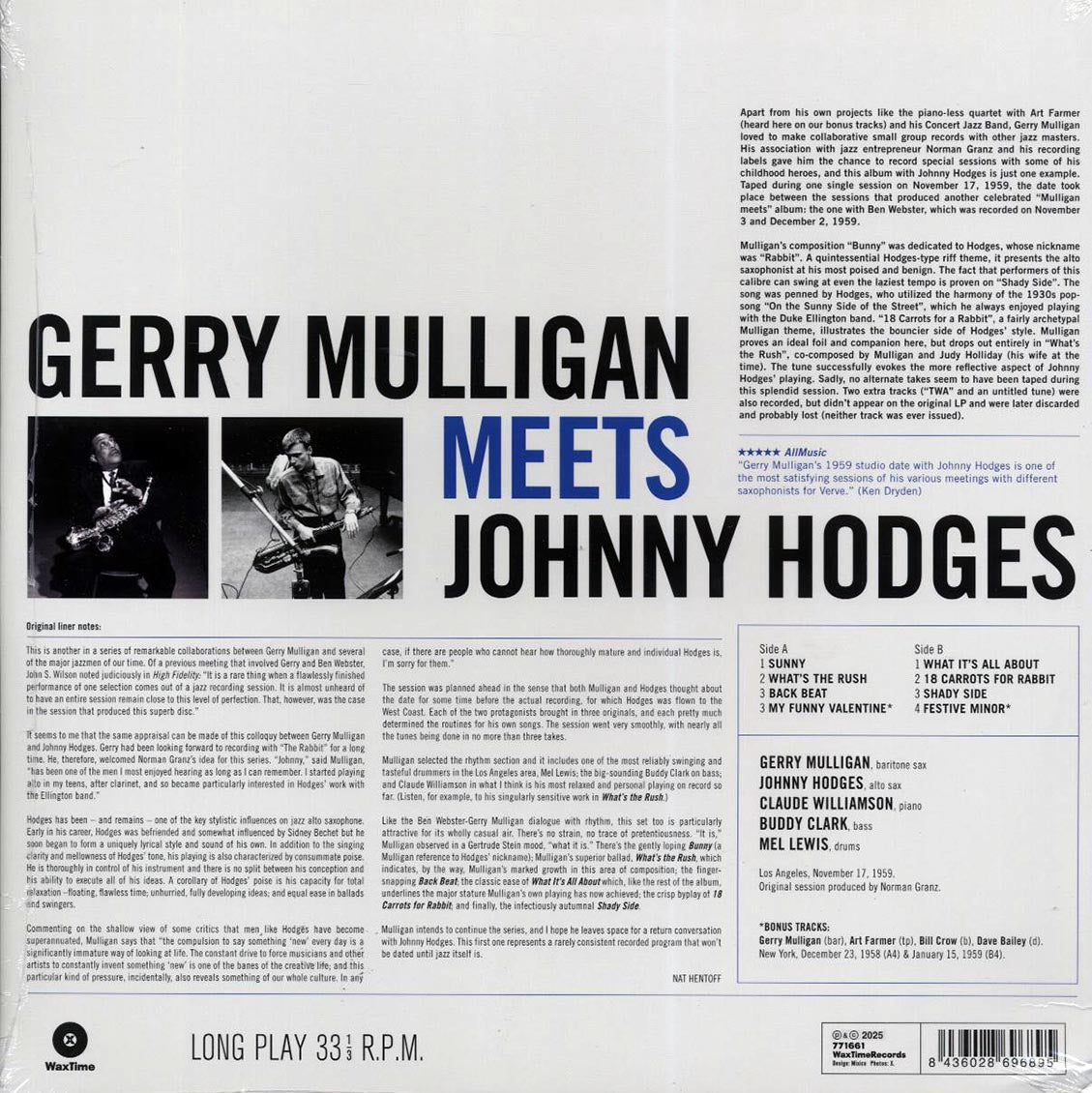 Gerry Mulligan, Johnny Hodges - Gerry Mulligan Meets Johnny Hodges - Vinyl LP, LP