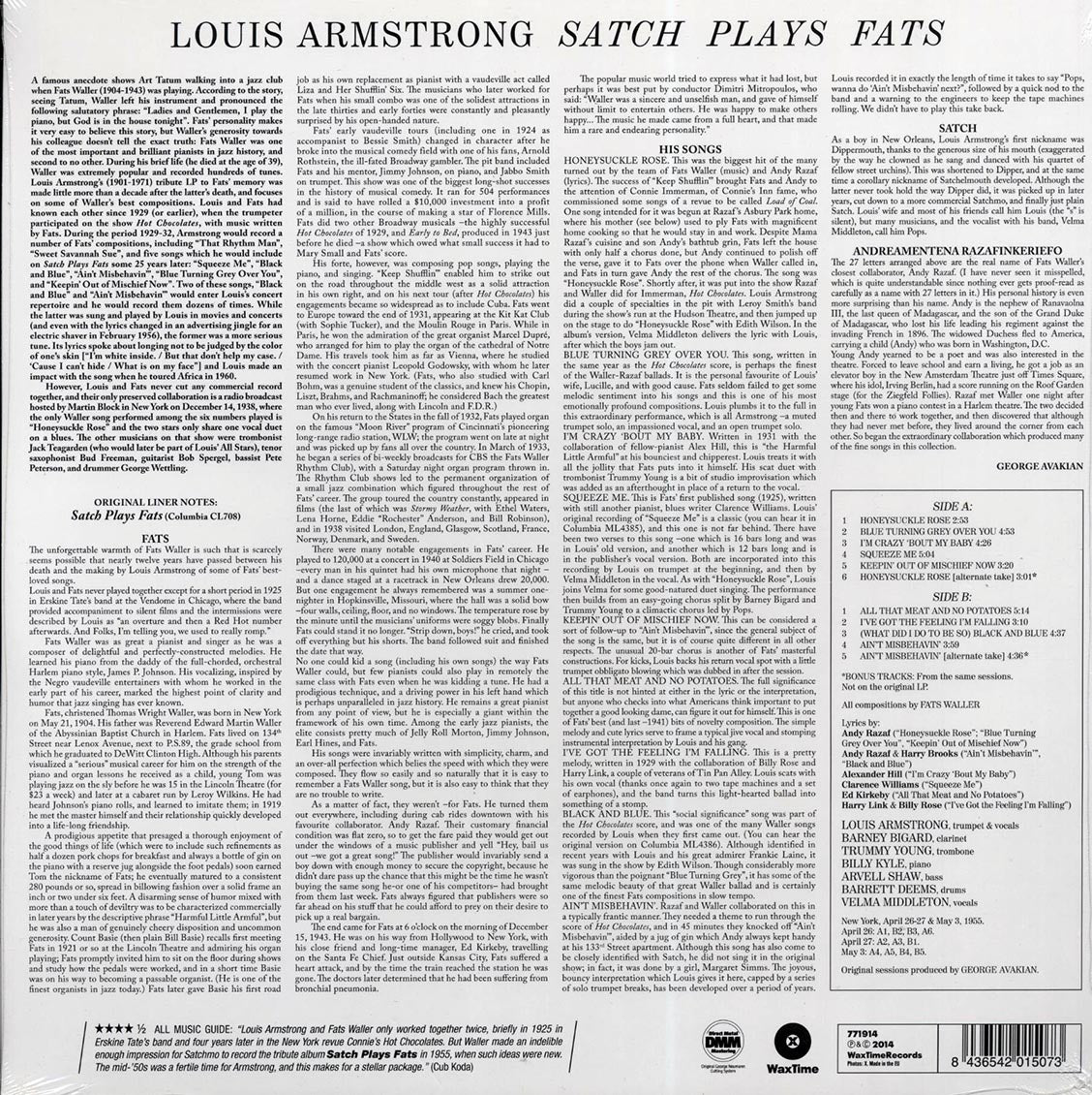 Louis Armstrong - Satch Plays Fats: A Tribute To Fats Waller - Vinyl LP, LP
