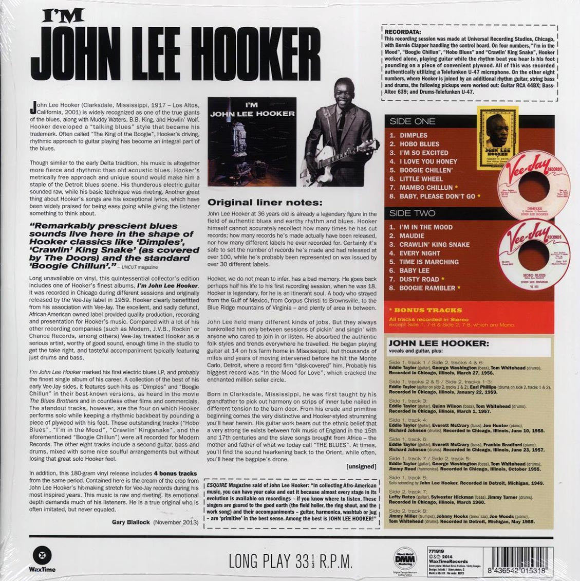 John Lee Hooker - I'm John Lee Hooker (+4 bonus tracks) (ltd. ed.) (180g) - Vinyl LP, LP